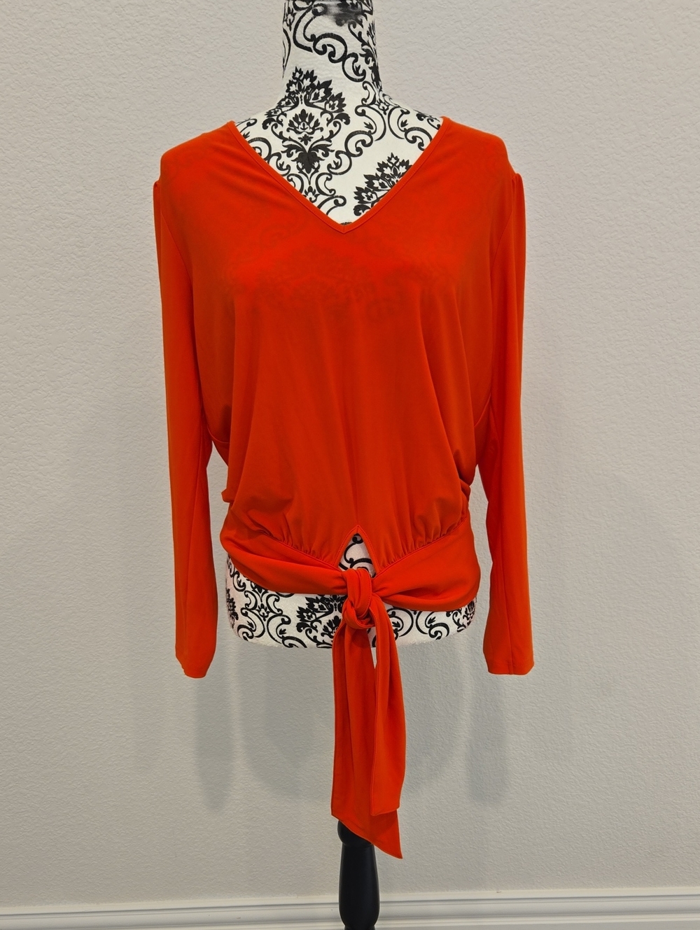 NWT Banana Republic V-Neck Tie-Front Tunic in Bright Red/Orange